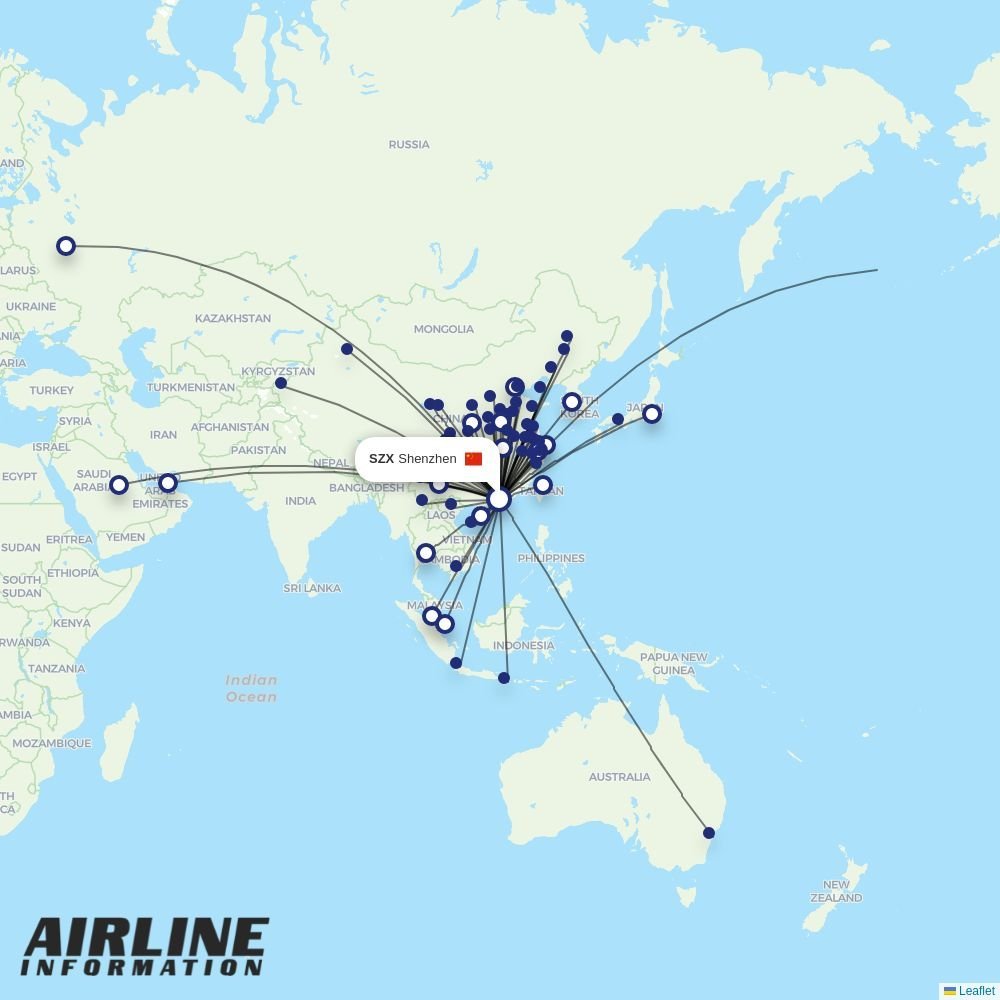 China Southern routes from SZX