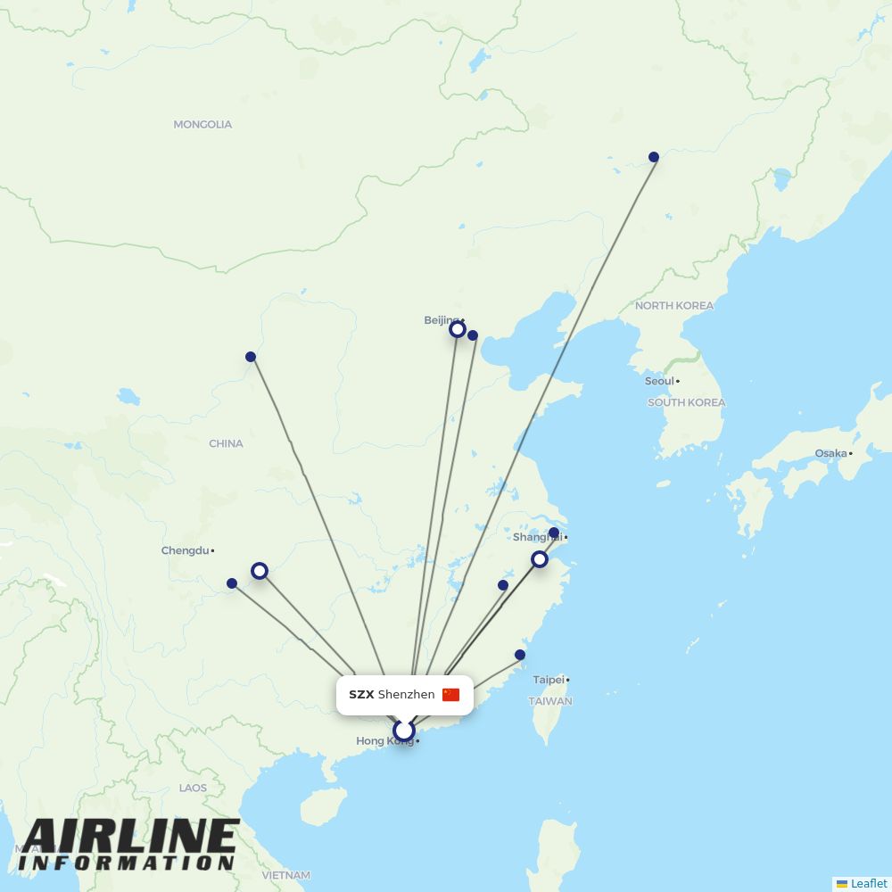 XiamenAir routes from SZX