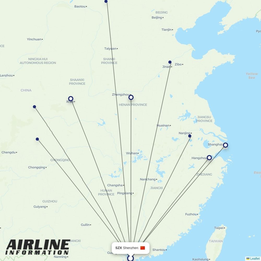 Suparna Airlines routes from SZX