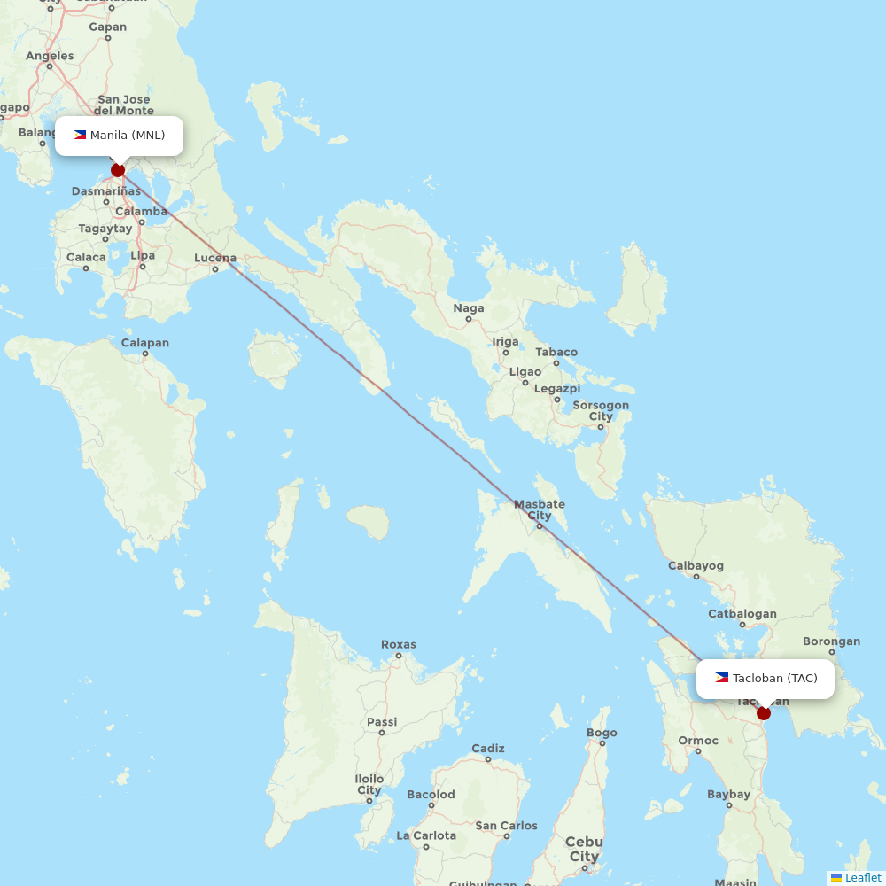 Cebu Pacific Air at TAC route map