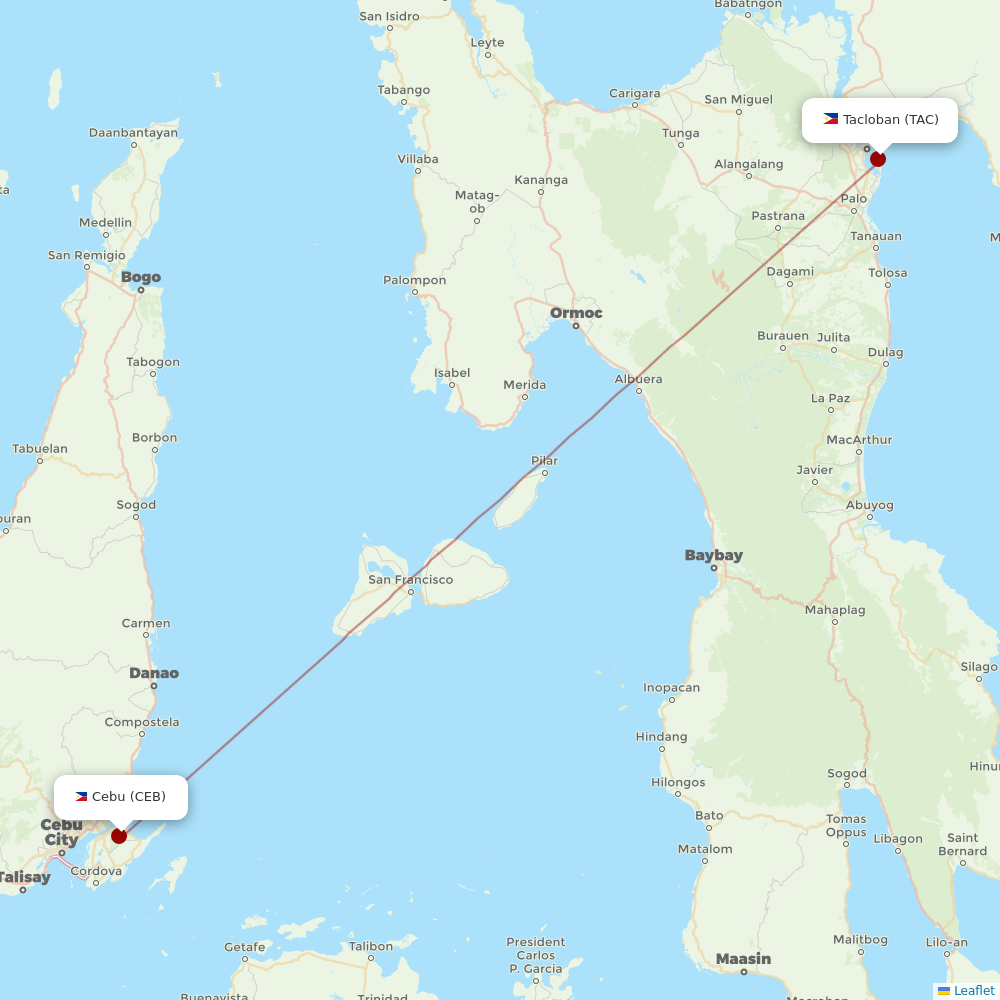Cebgo at TAC route map