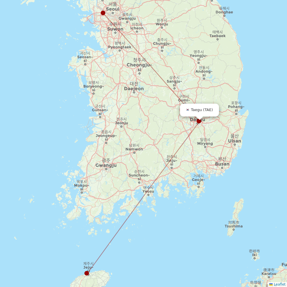 Jeju Air at TAE route map
