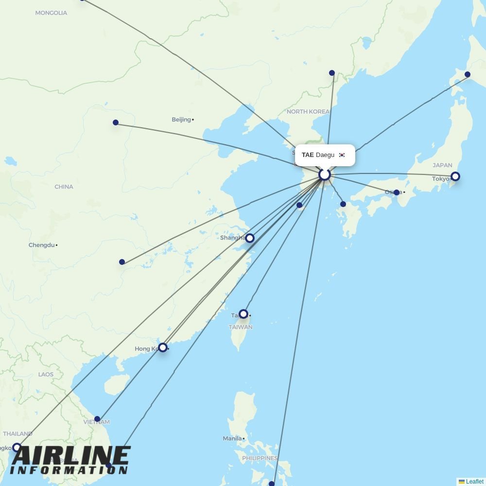 Korean Air routes from TAE