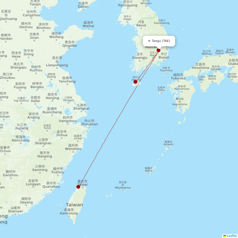 Jin Air at TAE route map
