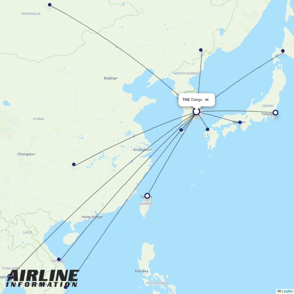 T´Way Air routes from TAE