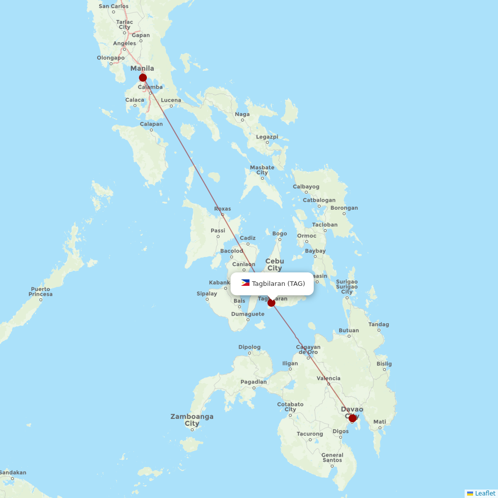 Philippine Airlines at TAG route map