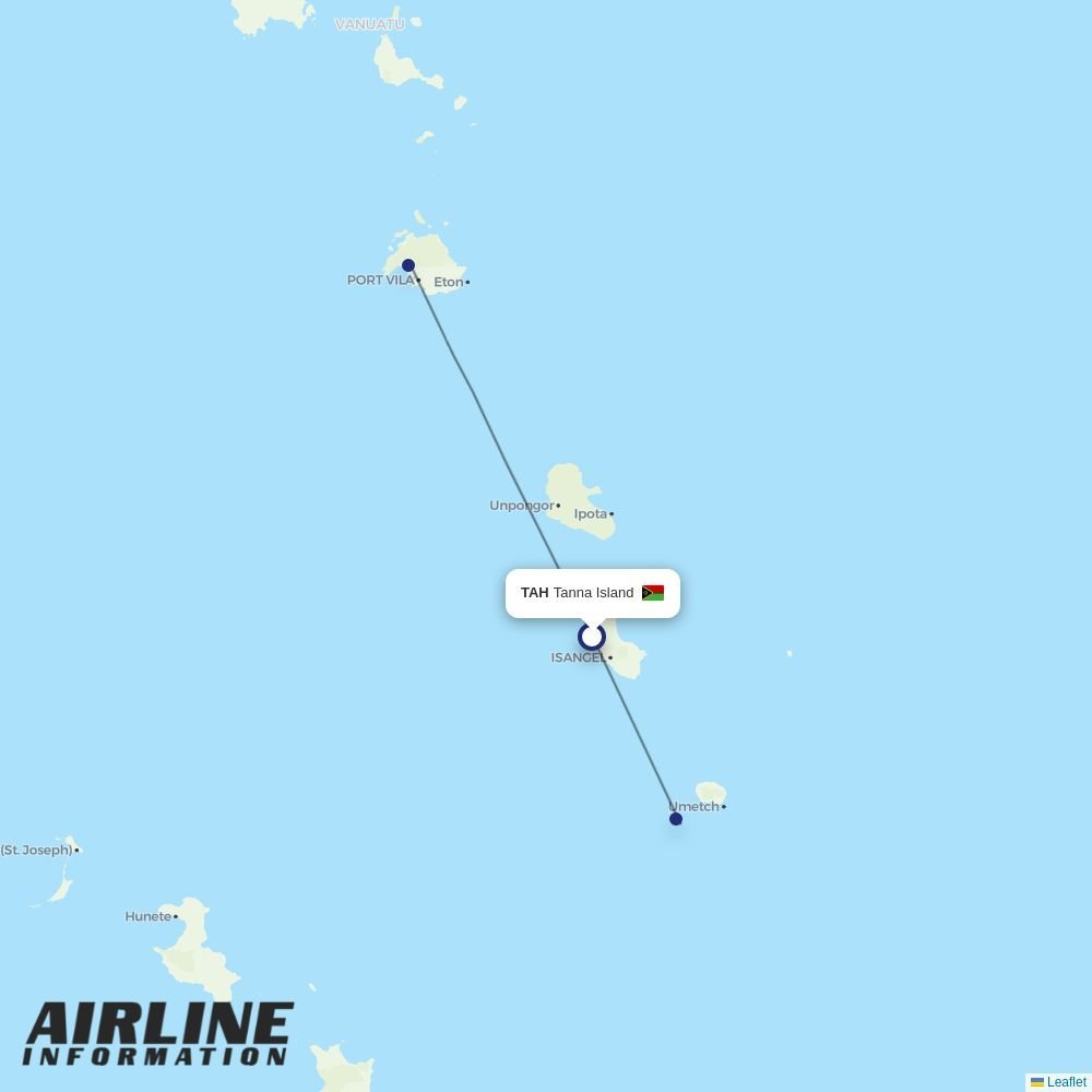Air Vanuatu routes from TAH