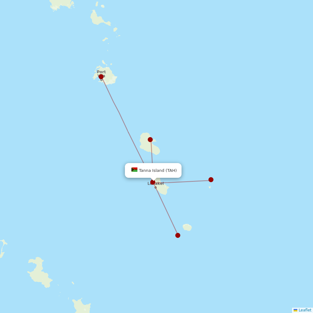 Air Vanuatu at TAH route map