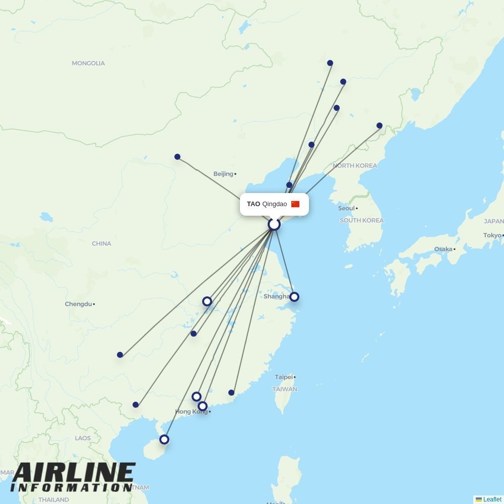 China Southern routes from TAO