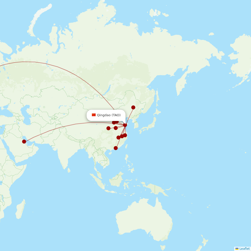 Beijing Capital Airlines at TAO route map