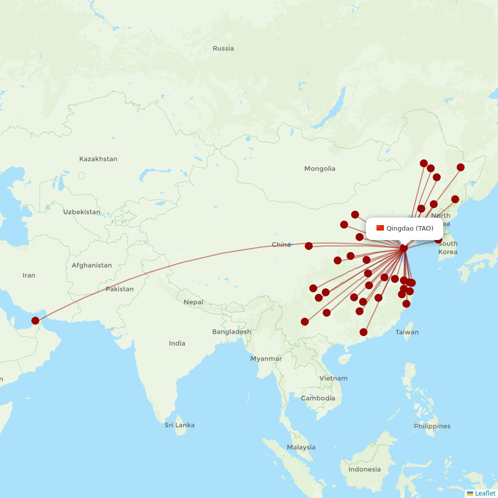 China Eastern at TAO route map