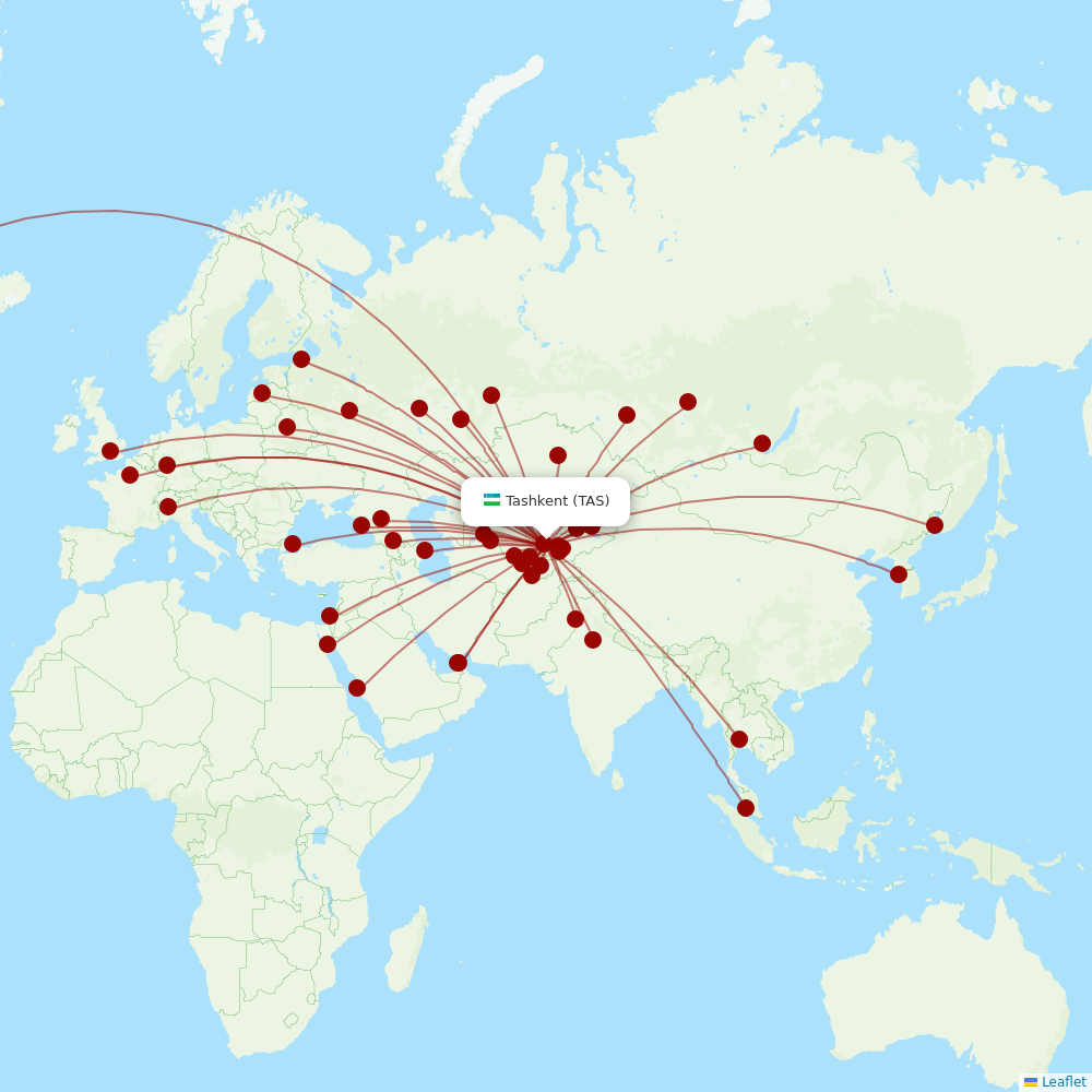 Uzbekistan Airways at TAS route map