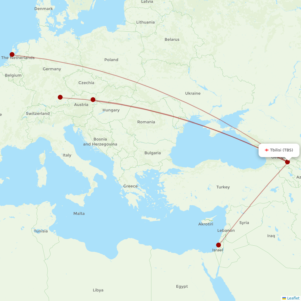 Georgian Airways at TBS route map