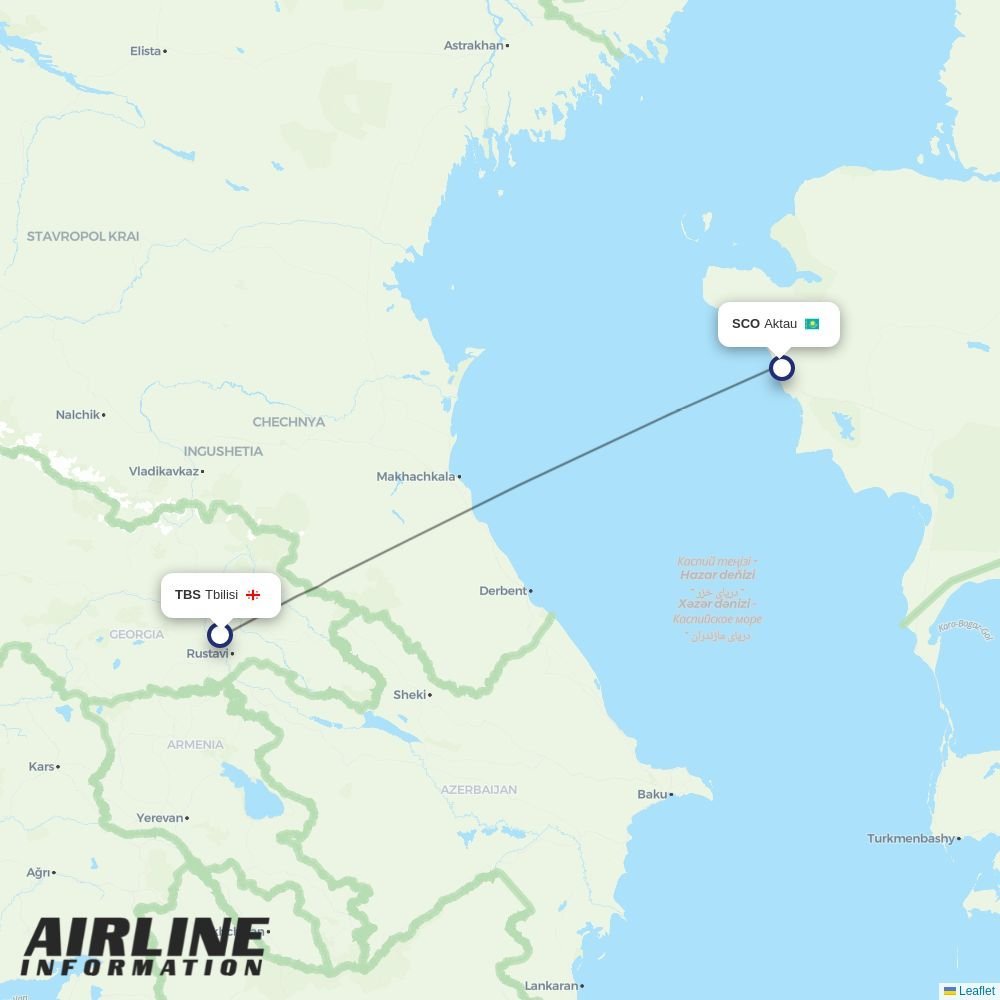 SCAT Airlines routes from TBS