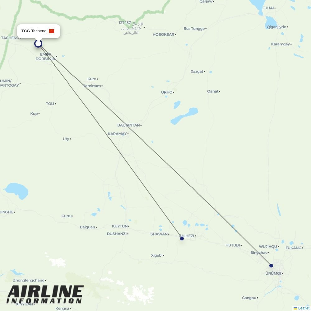 China Southern routes from TCG