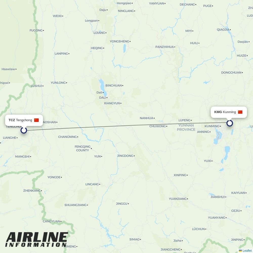 Lucky Air routes from TCZ