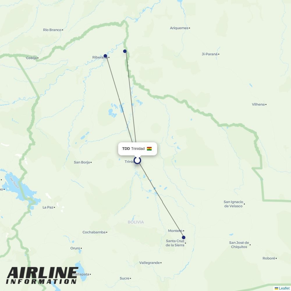 EcoJet routes from TDD