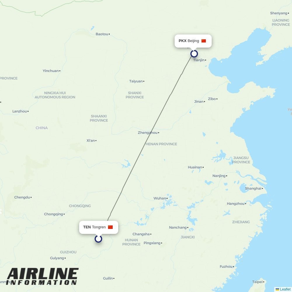 China United Airlines routes from TEN