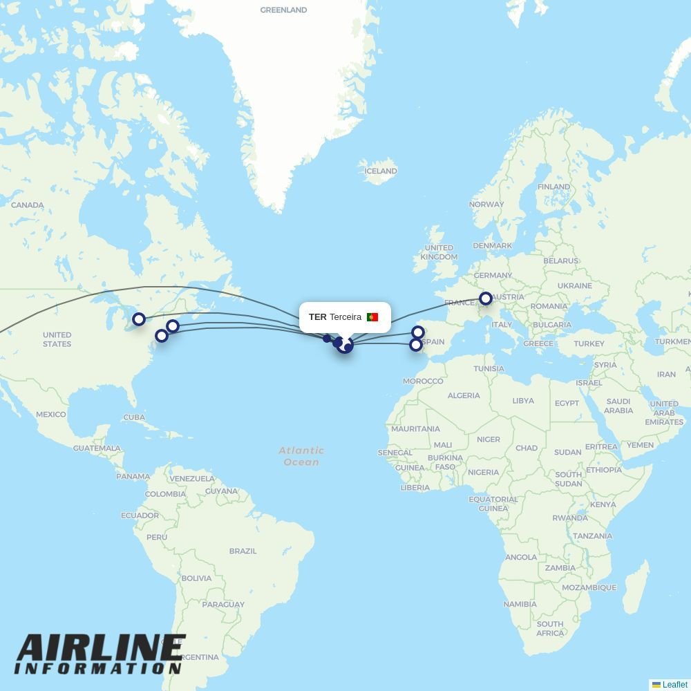 Azores Airlines routes from TER