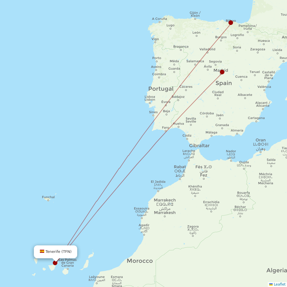 Air Europa at TFN route map