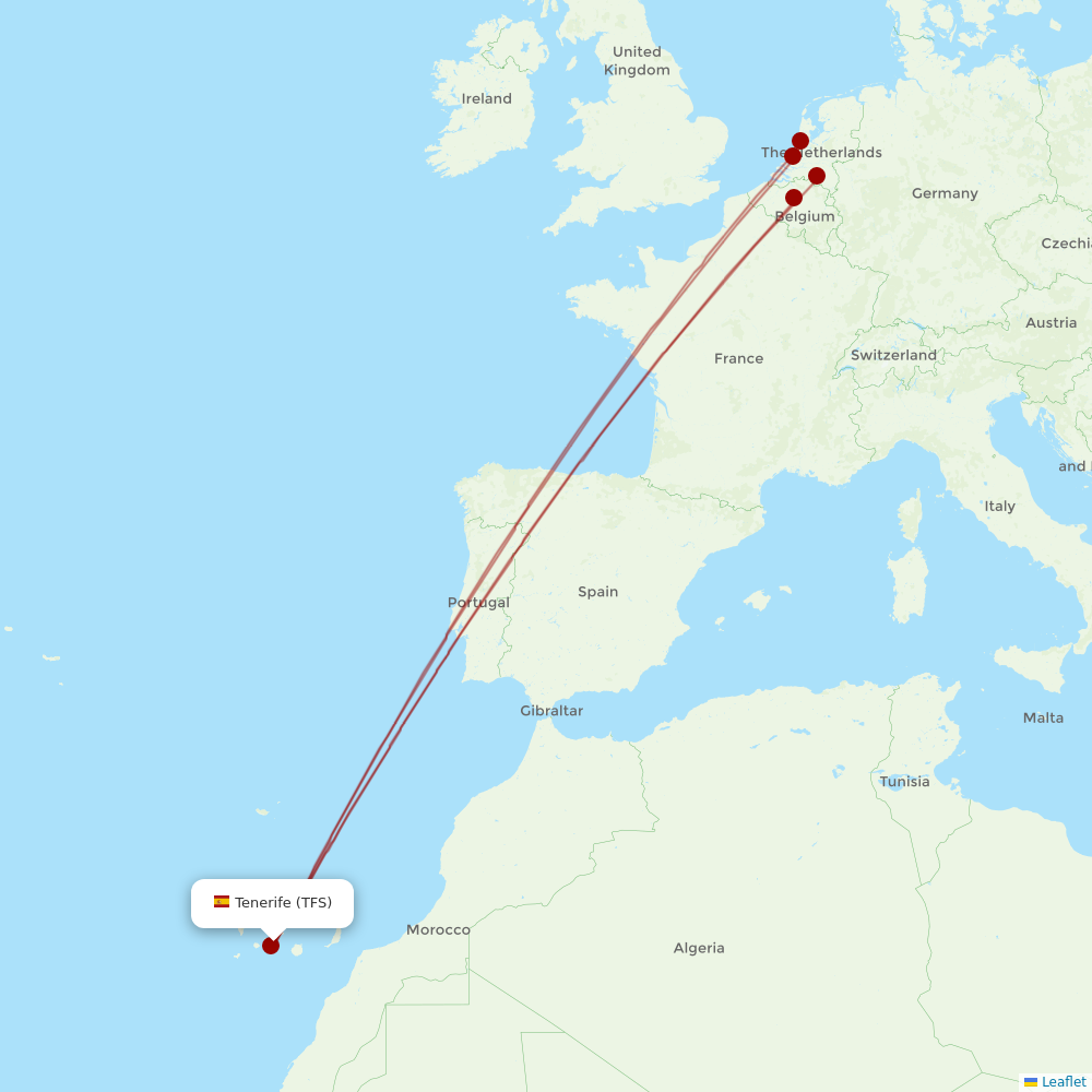 Transavia at TFS route map