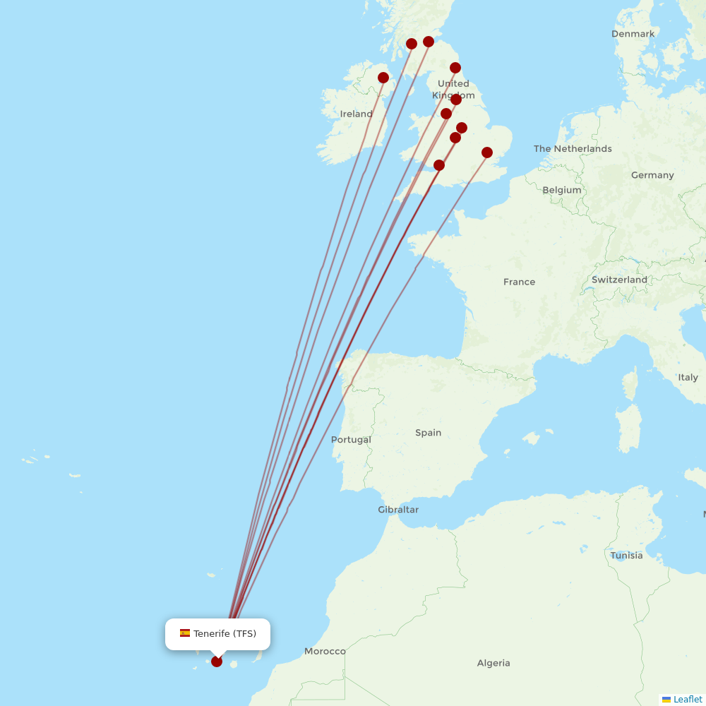 Jet2 at TFS route map