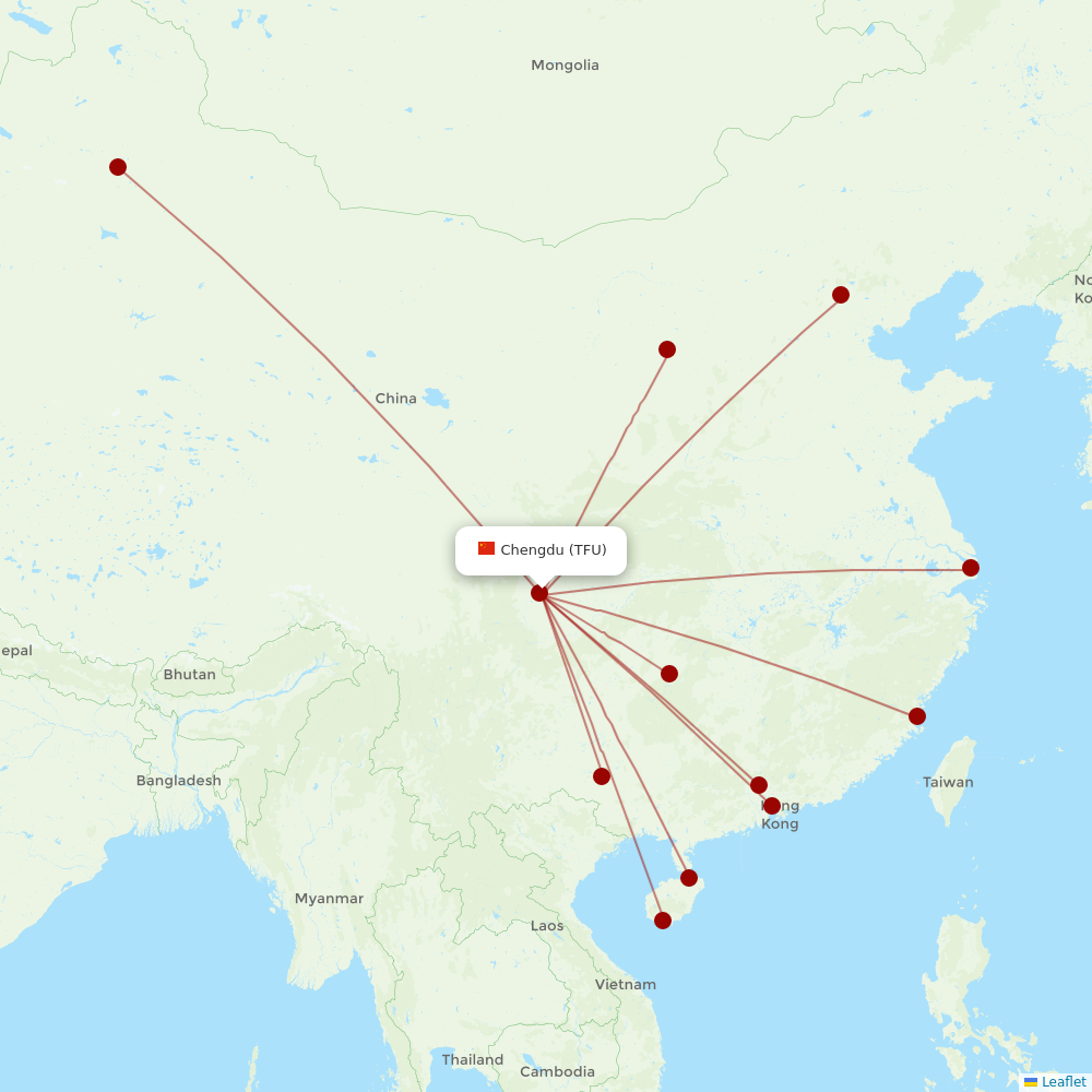 Hainan Airlines at TFU route map