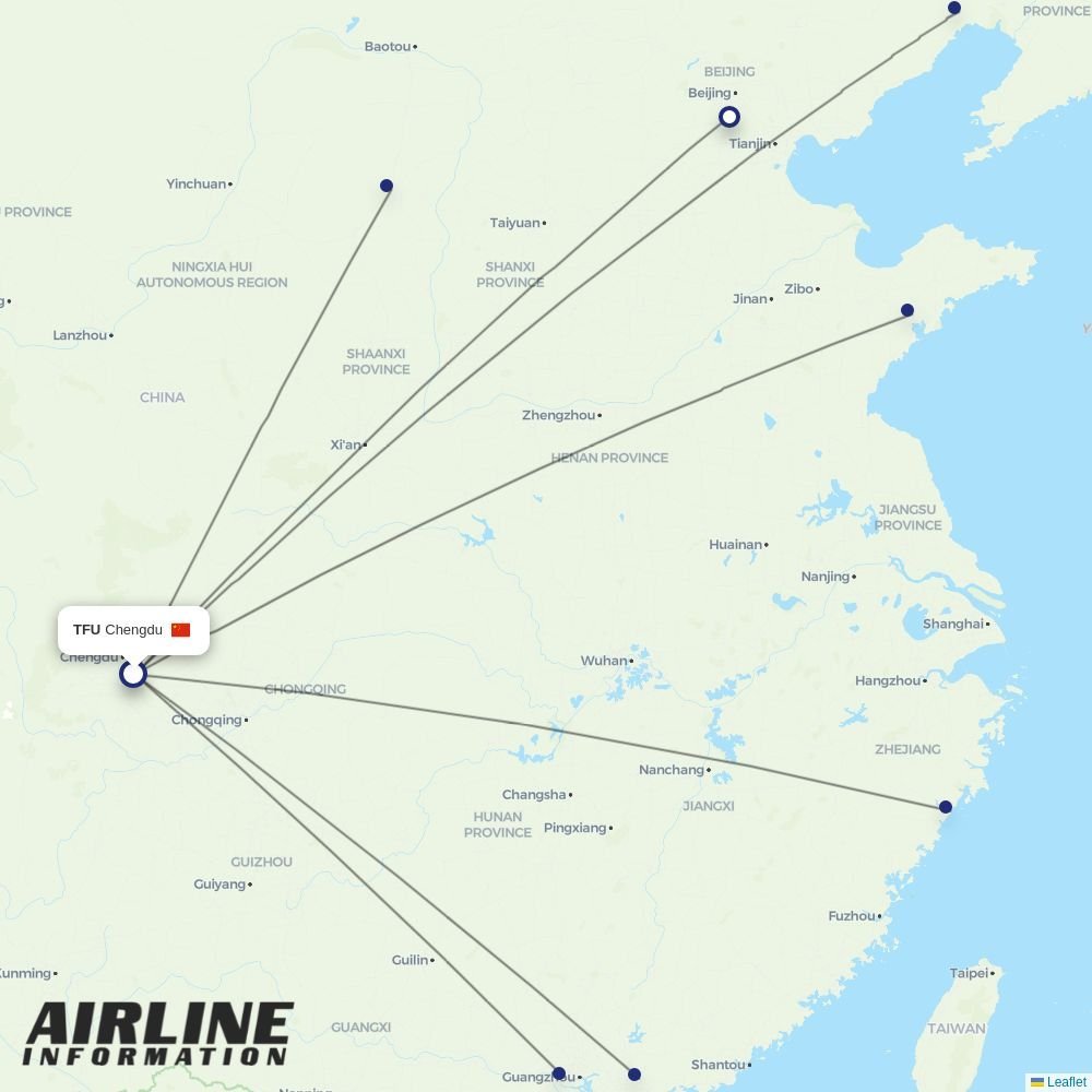 China United Airlines routes from TFU