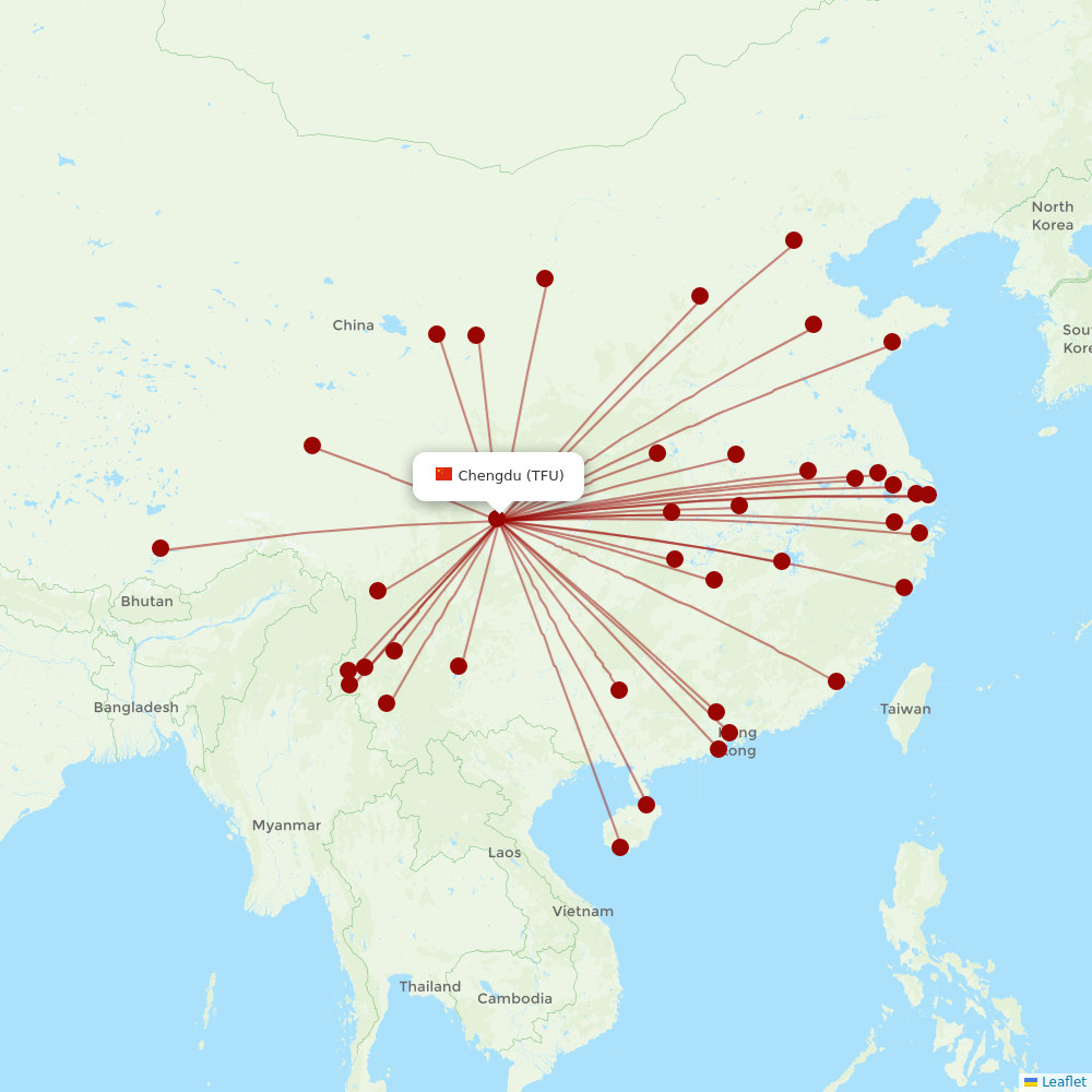 China Eastern at TFU route map