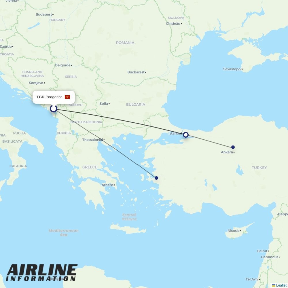 Pegasus routes from TGD