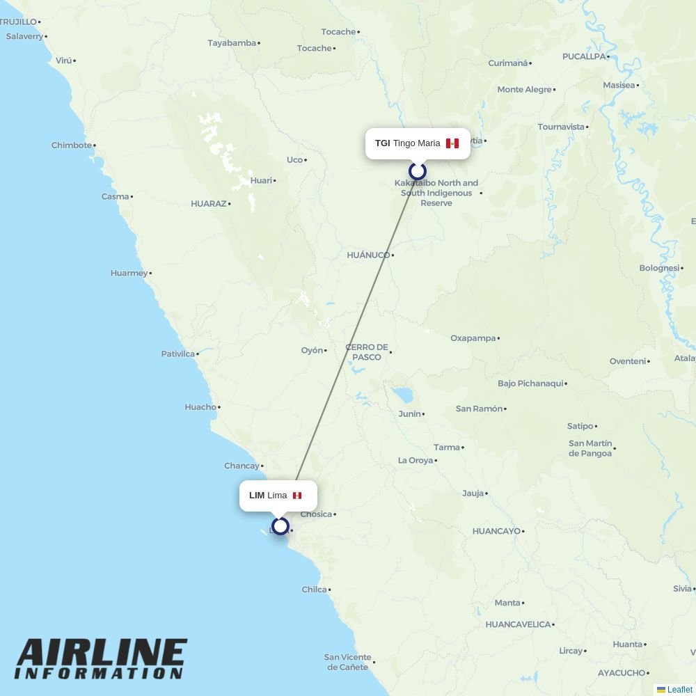 Atsa Airlines routes from TGI