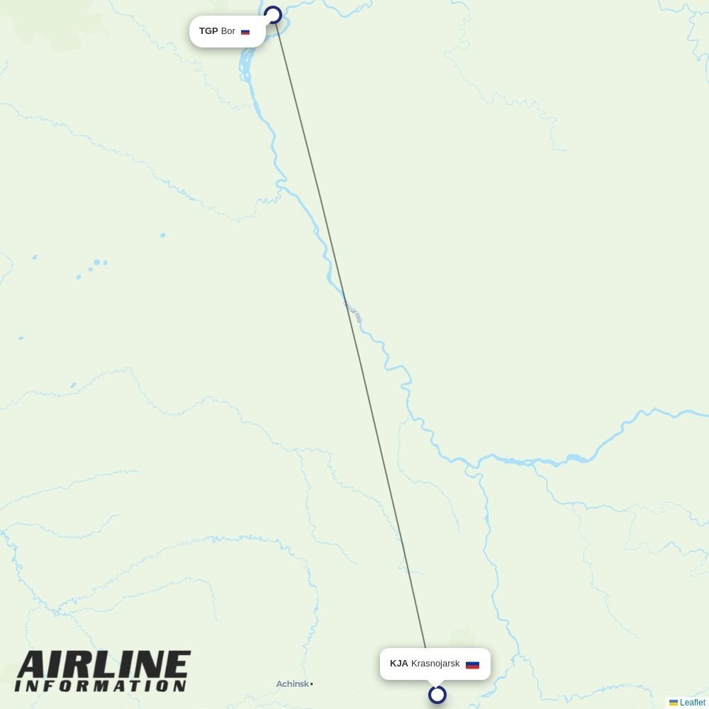 KrasAvia routes from TGP
