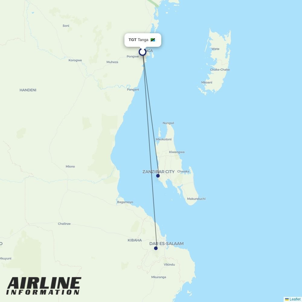 Auric Air routes from TGT
