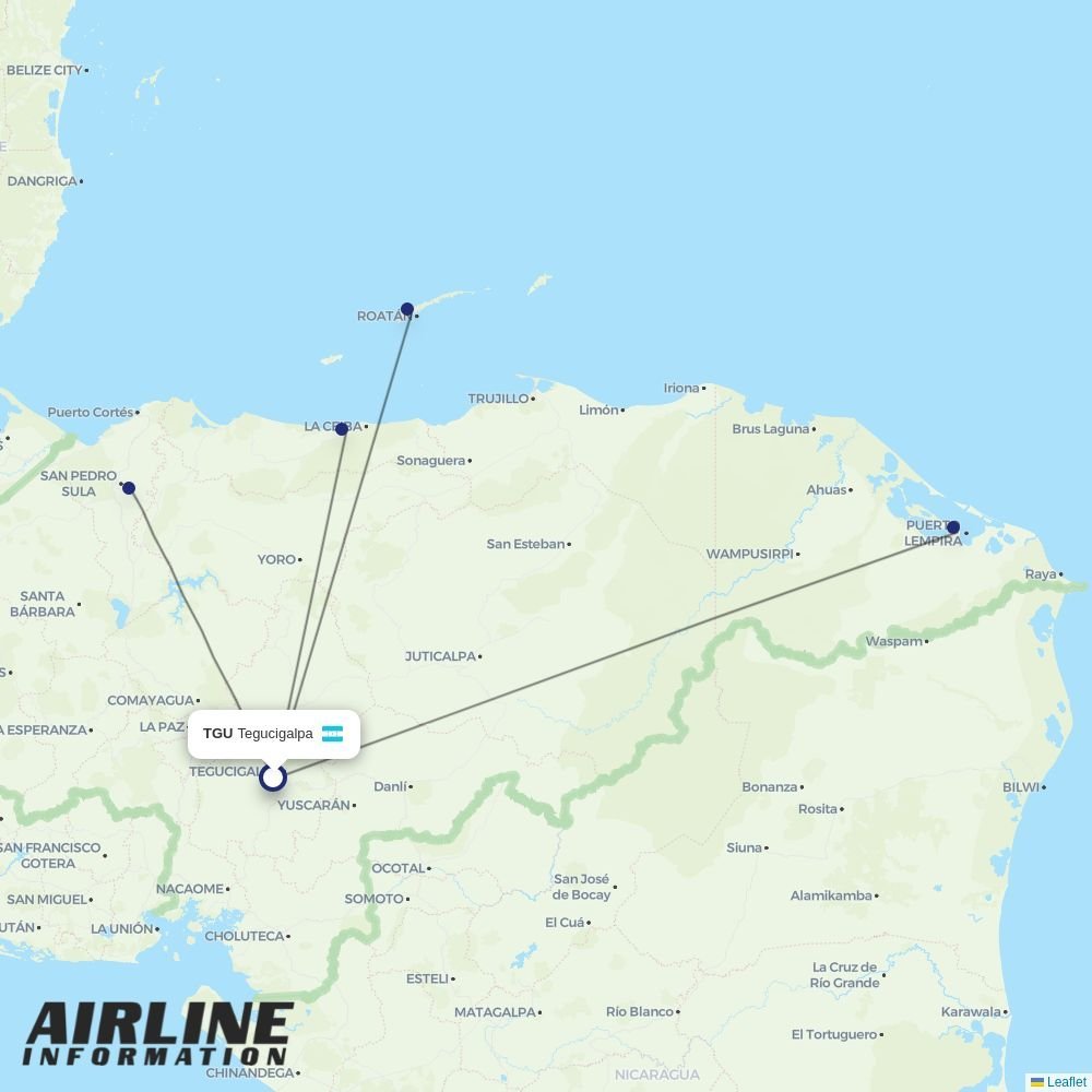 CM Airlines routes from TGU