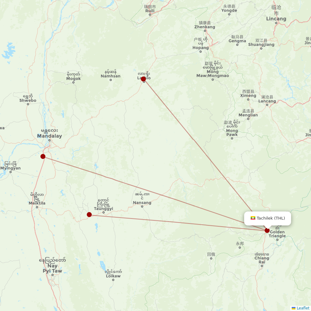 Mann Yadanarpon Airlines at THL route map