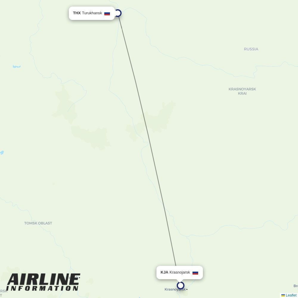 KrasAvia routes from THX