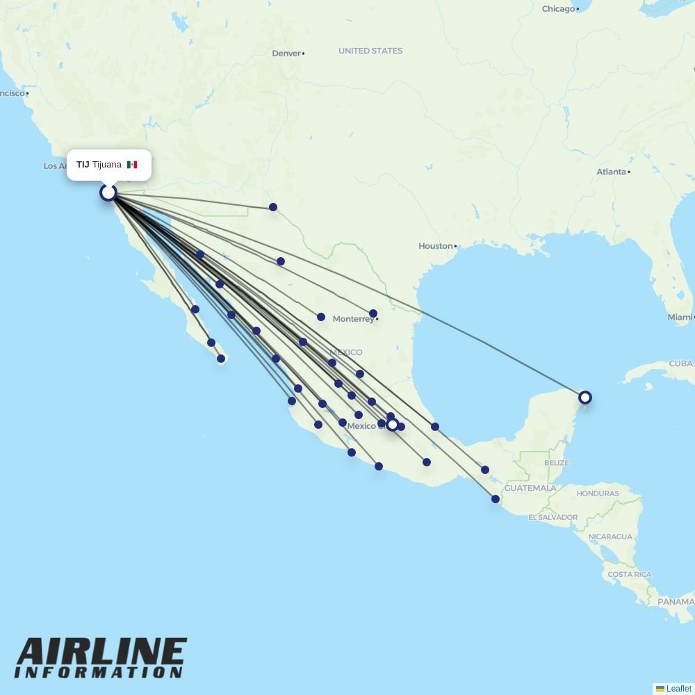 Volaris routes from TIJ