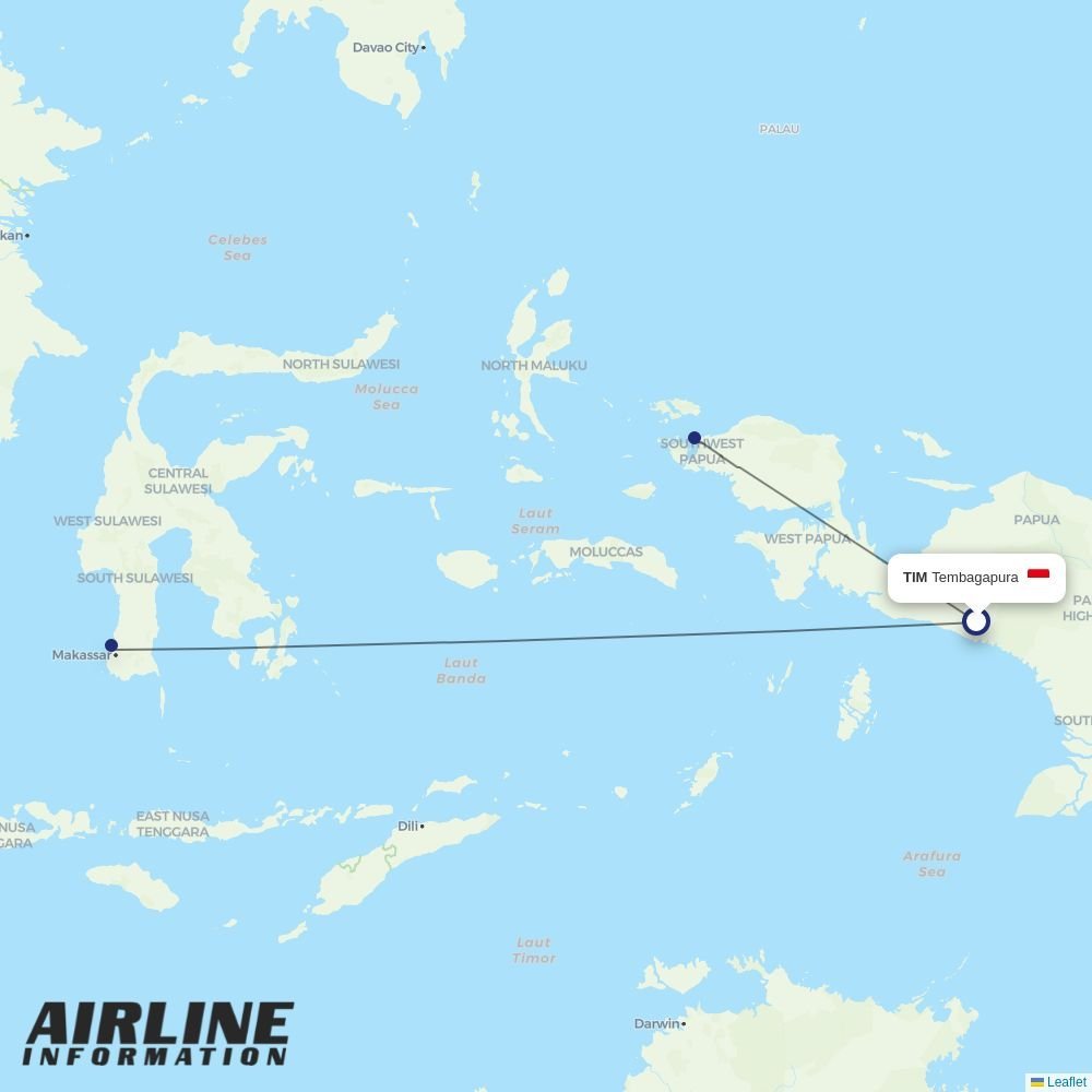 Batik Air routes from TIM