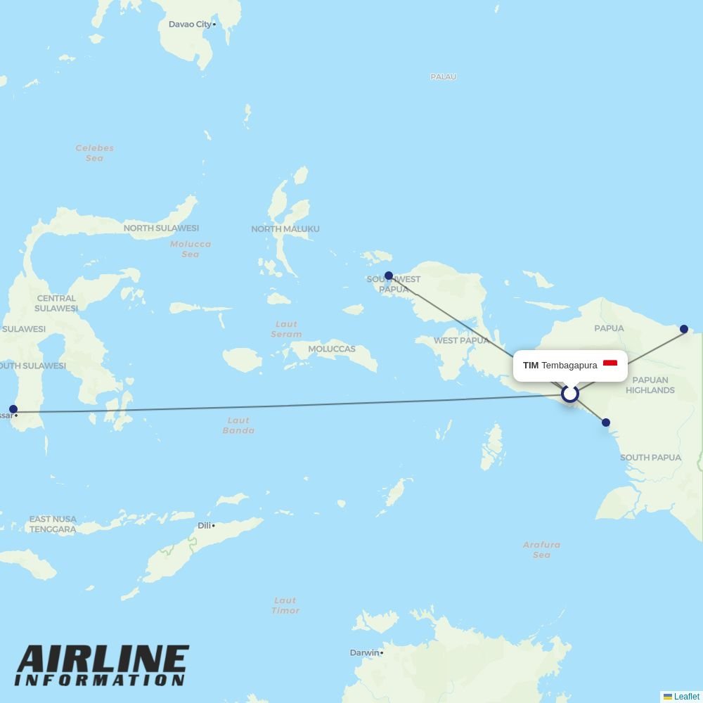 Sriwijaya Air routes from TIM