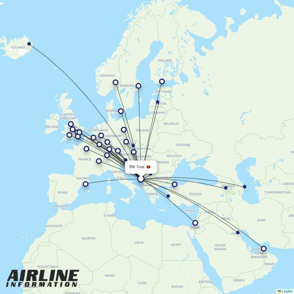 Eurowings routes from TIV