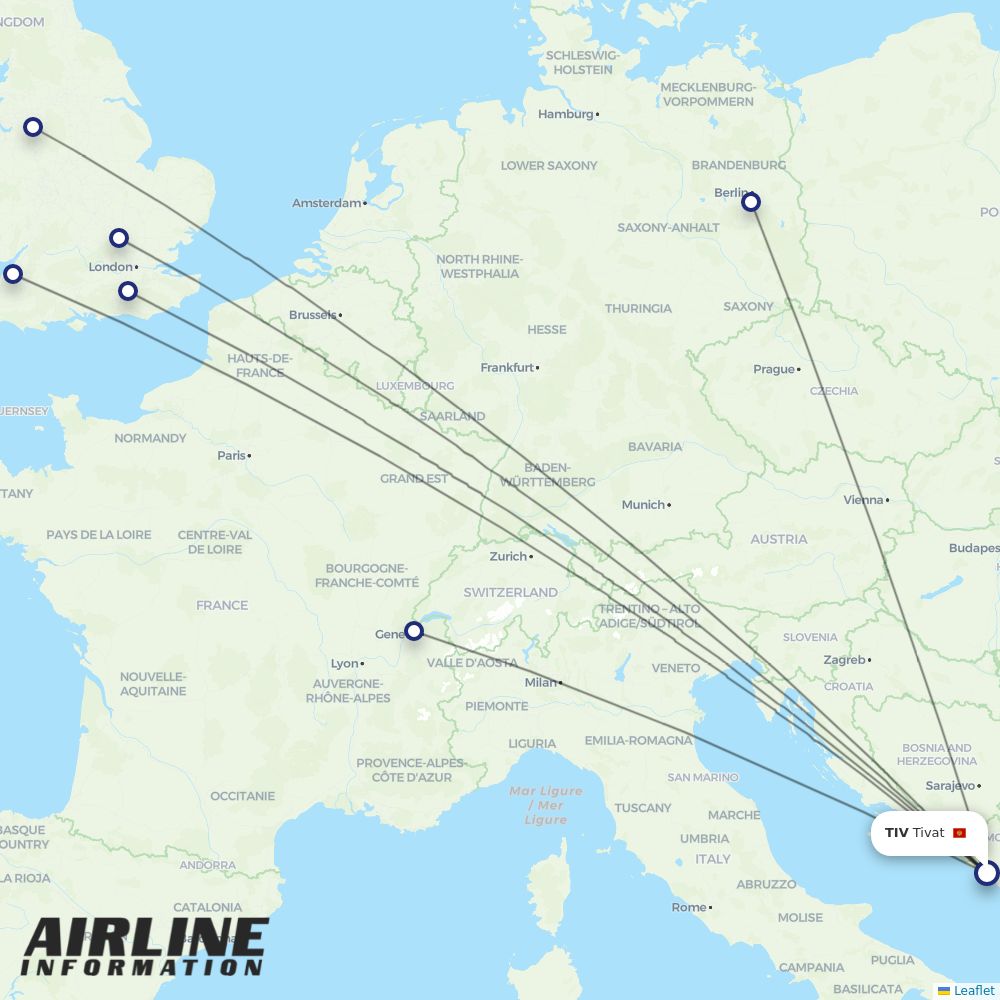easyJet routes from TIV
