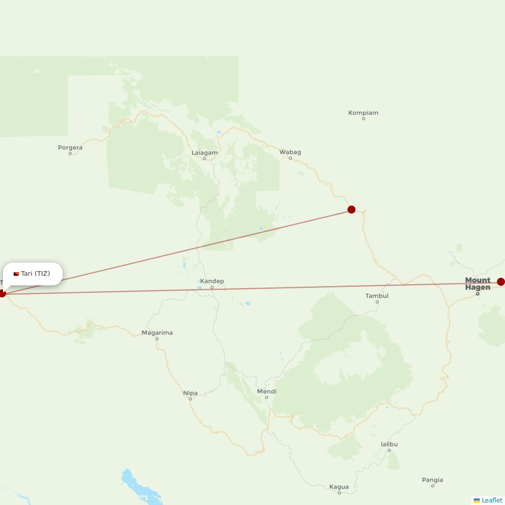 PNG Air at TIZ route map