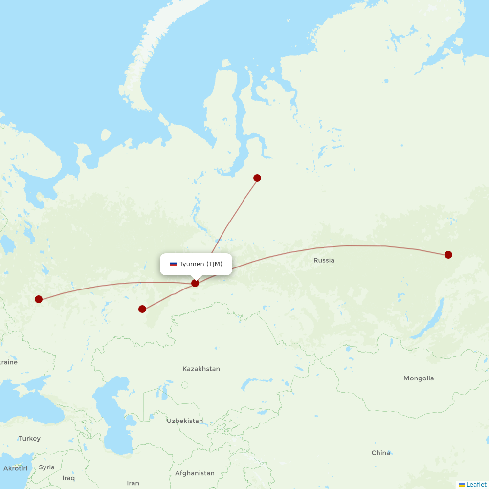 Gazpromavia at TJM route map