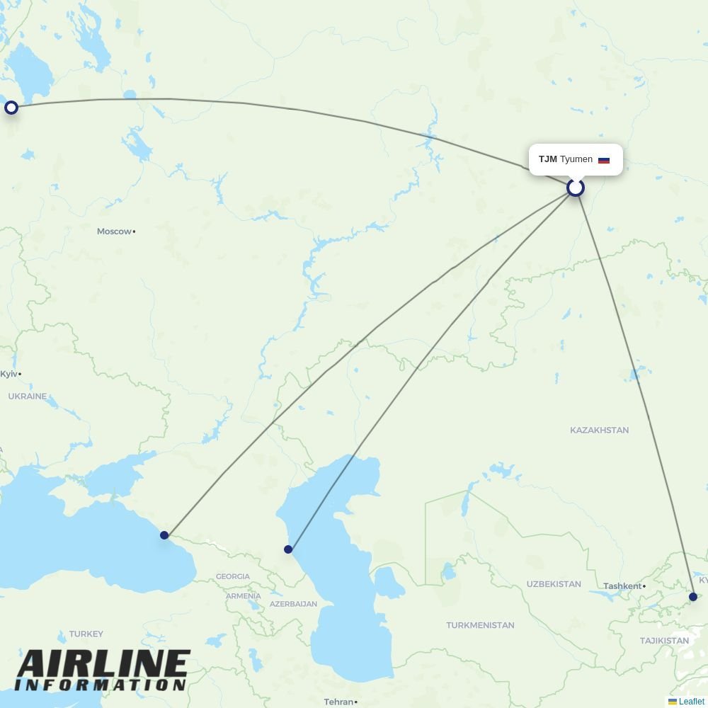 Nordwind Airlines routes from TJM