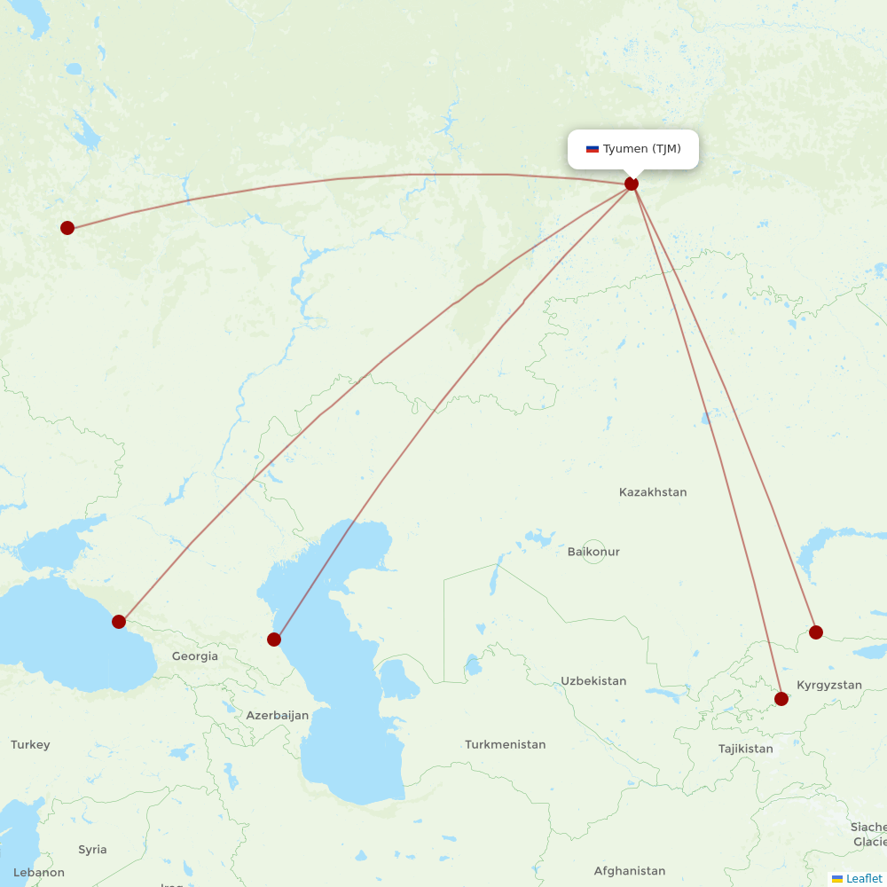 Nordwind Airlines at TJM route map