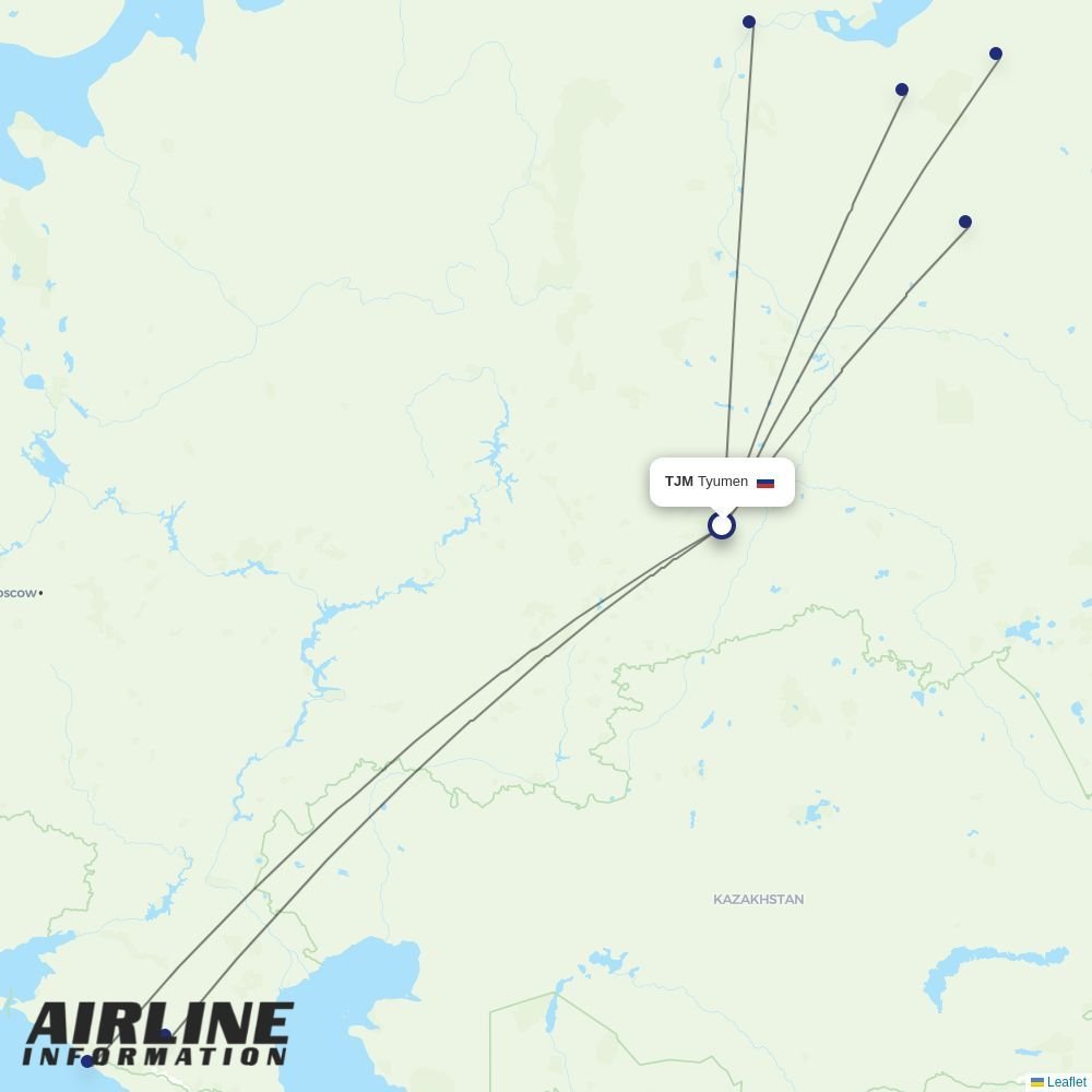 Yamal Airlines routes from TJM