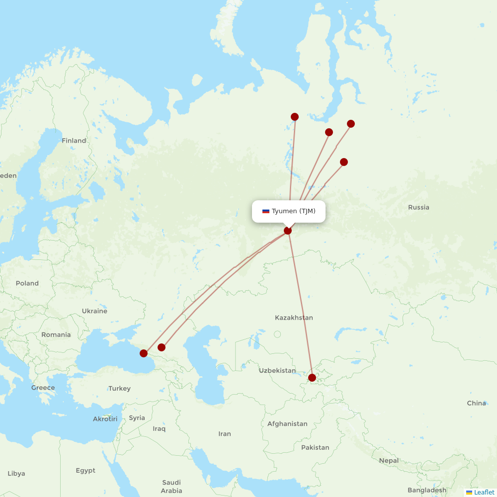 Yamal Airlines at TJM route map