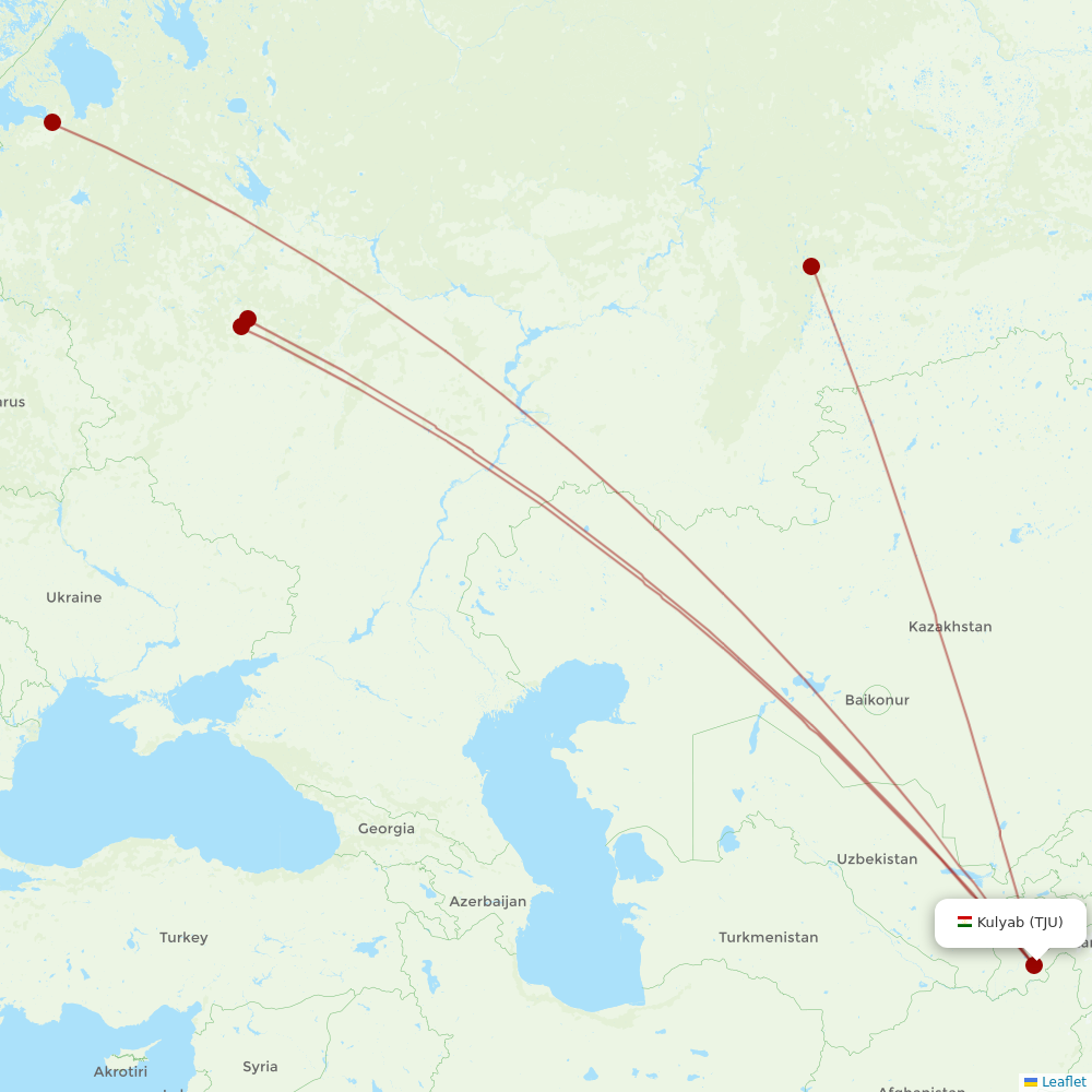 Ural Airlines at TJU route map