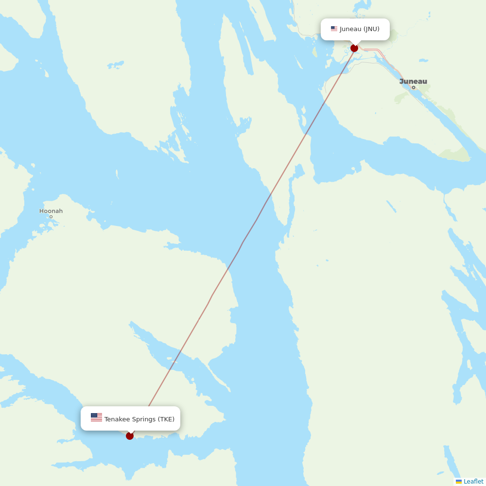 Alaska Seaplanes at TKE route map