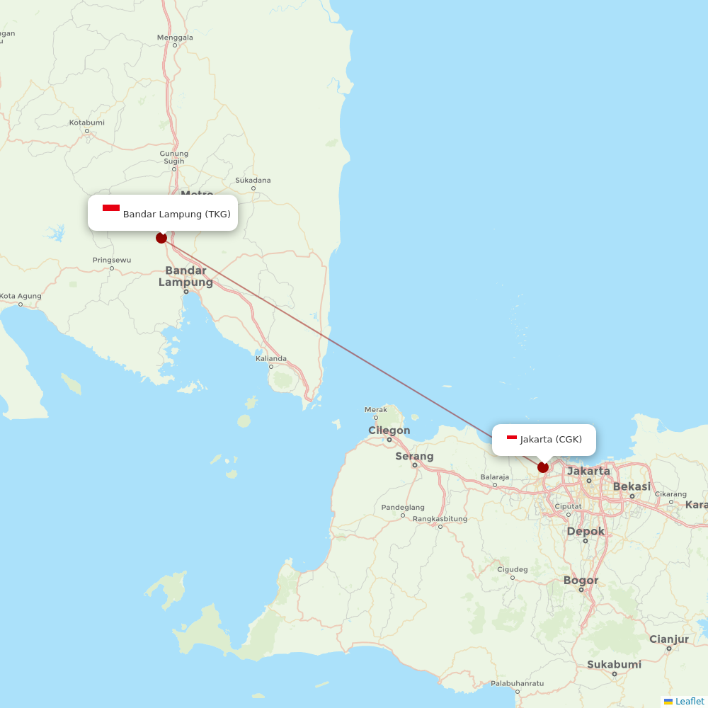 Garuda Indonesia at TKG route map